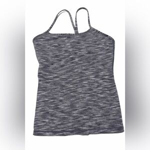 Lululemon Gray Space Dye Strappy Tank Top Built In Bra Size 8
